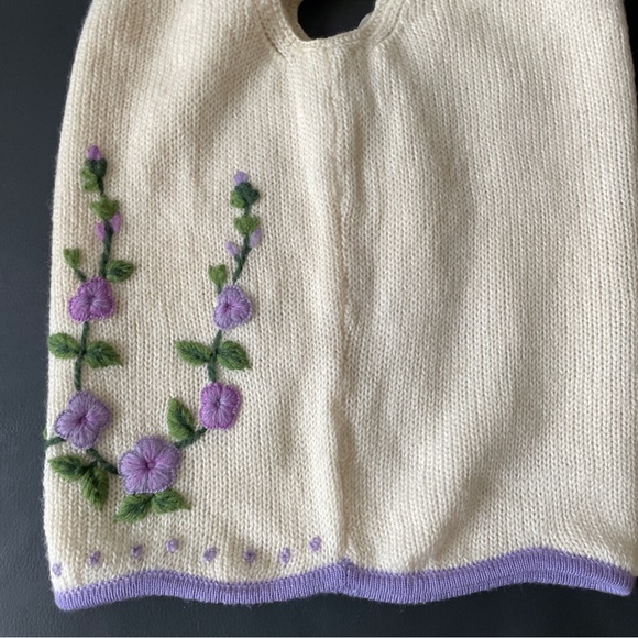 VTG 50s Cyn Les Vest Sz 40 Chest 34” Lined Wool 3D Embroidered Flowers Hong Kong - Picture 12 of 14